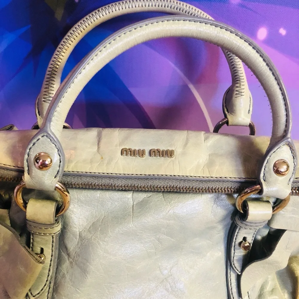 Miu Miu Blueish gray Leather Bag with silver Detail - Picture 2 of 13
